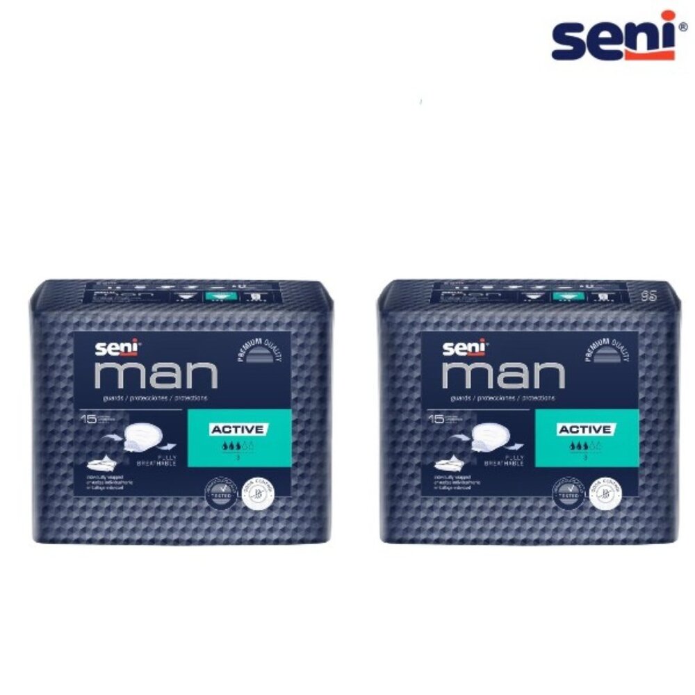 SENI Man Active Light Bladder Control Guards – 2 Packages (15 ct. each)